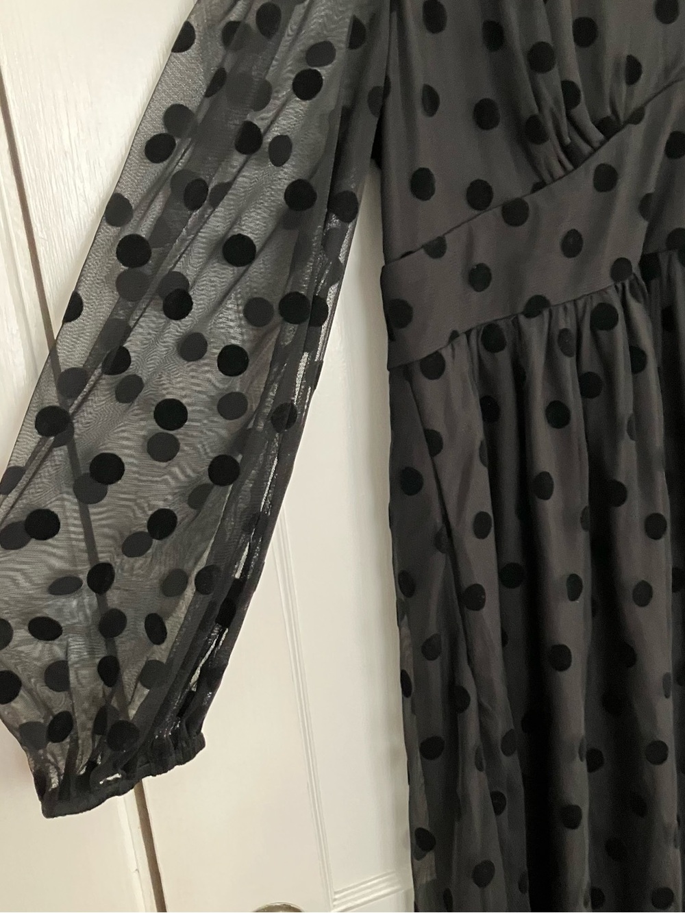 Boden Black Polka Dot Spot Holiday Party Sleeve Christina Tulle Midi Dress 16 18 - Picture 9 of 15